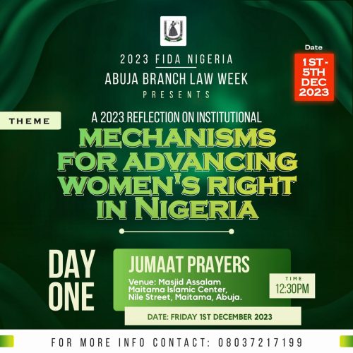 FIDA Abuja Law Week 2023 Begins with a Special Jumat Prayer at Masjid Assalam Maitama Islamic Centre