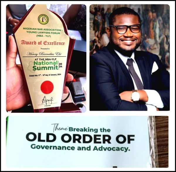 Empowering Equality: Henry Barnabas Ehi Clinches Award of Excellence at NBA-Young Lawyers Summit"