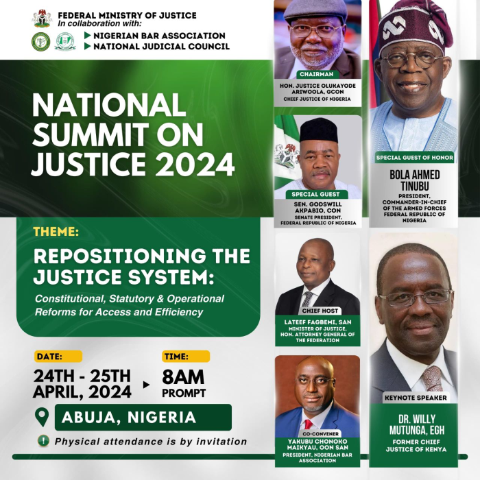 Invitation to Attend the National Summit on Justice 2024